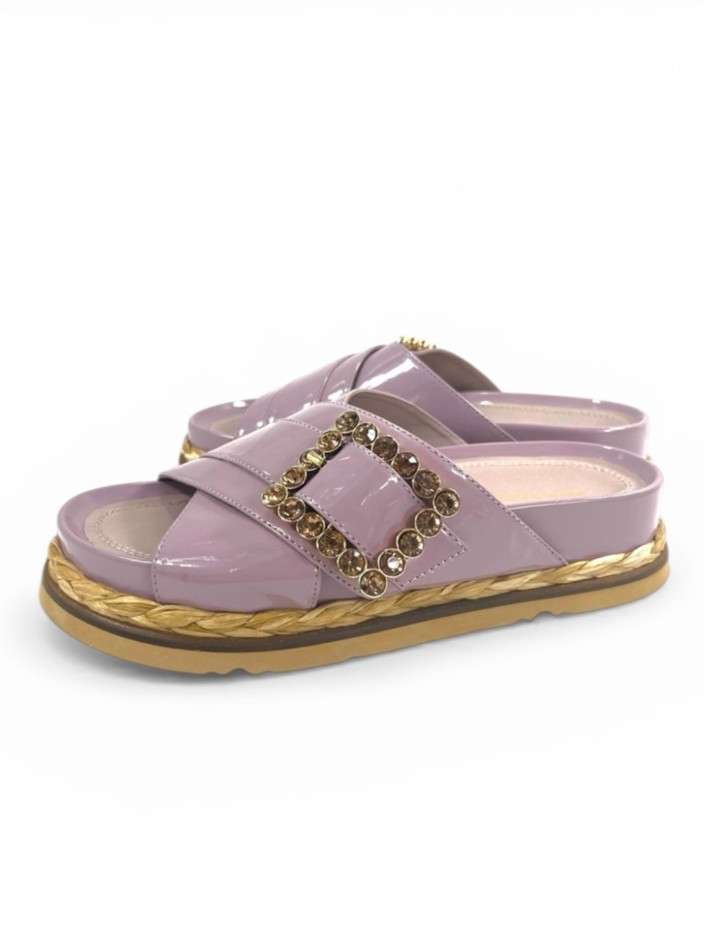 Anthropologie Bruno Premi Cross Strap Platform Buckle Lilac Sandals